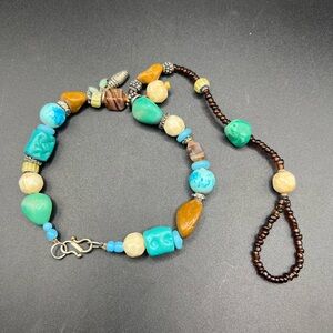 Artisan Turquoise and Brown Beaded Ankle Toe Ring